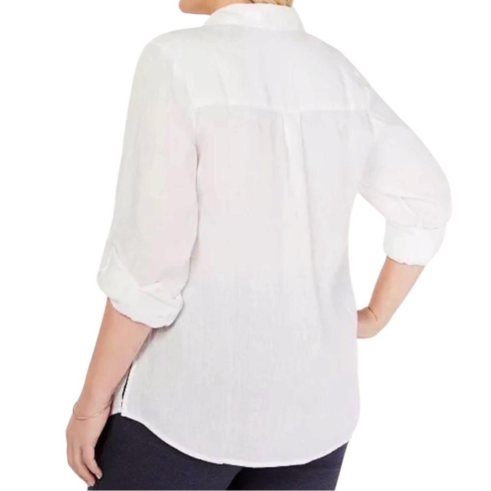 CHARTER CLUB 100% Linen Classic White Button-Front Shirt Size Medium - Picture 2 of 9